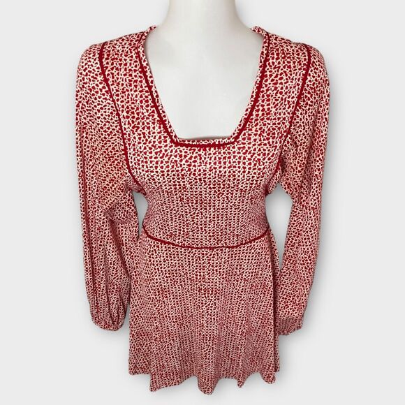 Sundays Child Vintage 70's Red & White Spotted Long Sleeve A-Line Mini Dress - Picture 7 of 16